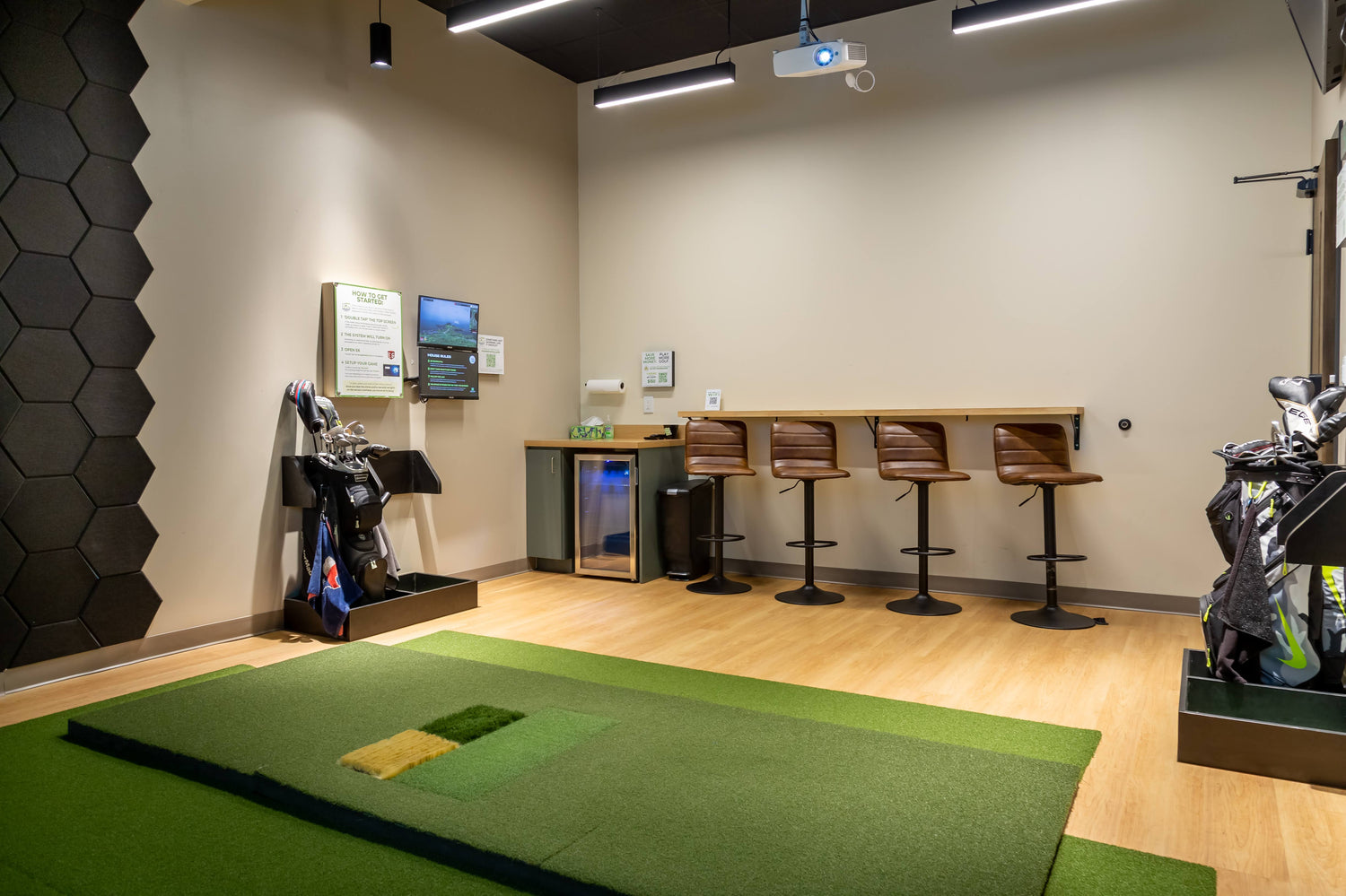 indoor golf simulator room