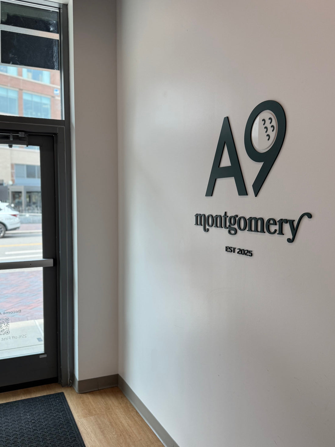 The main entrance at Another Nine Montgomery Indoor Golf destination in Cincinnati Ohio